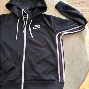 Nike Black Zip-Up with Stripe Detail